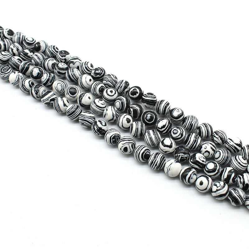 Synthetic Black And White Malachite Sparse Beads Diy Hand-Woven Men And Women Bracelets Semi-Finished Beaded Jewelry Materials