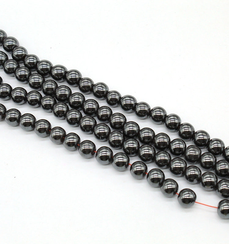 Natural iron ore black gallstone round beads crystal agate DIY hand-woven materials