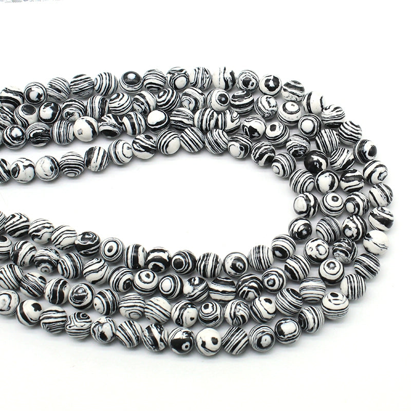 Synthetic Black And White Malachite Sparse Beads Diy Hand-Woven Men And Women Bracelets Semi-Finished Beaded Jewelry Materials