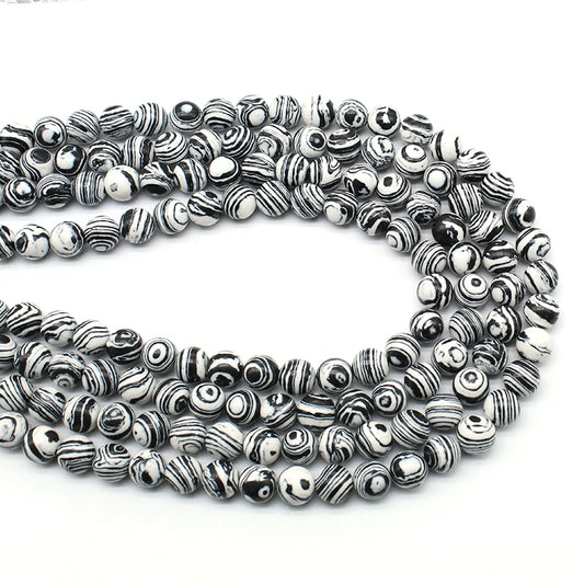 Synthetic Black And White Malachite Sparse Beads Diy Hand-Woven Men And Women Bracelets Semi-Finished Beaded Jewelry Materials
