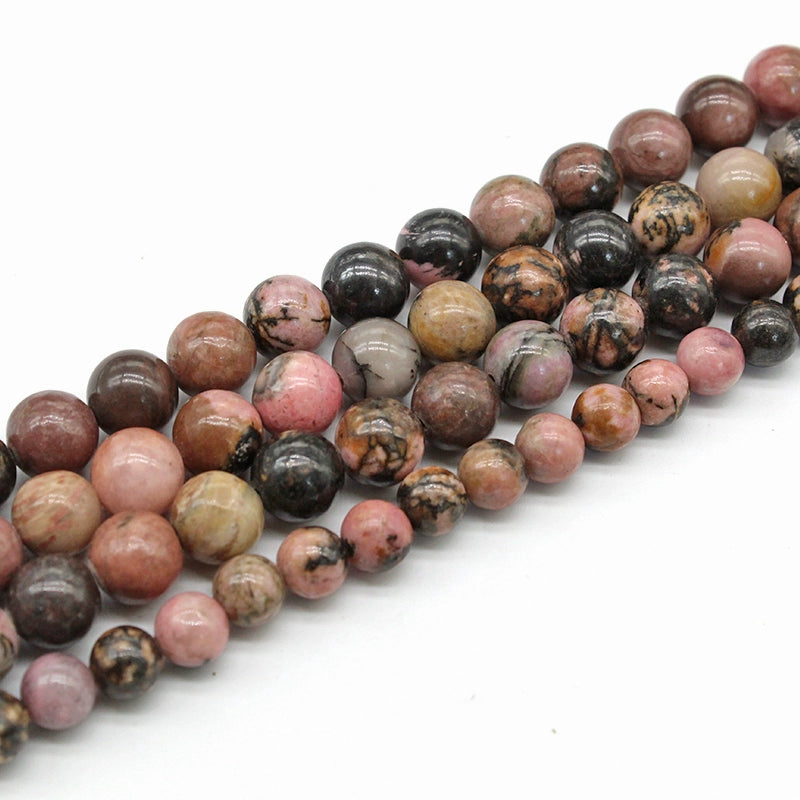 Natural black line rhodonite loose beads diy hand-woven