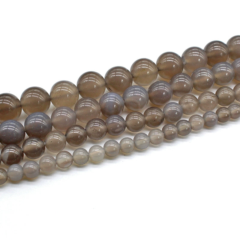 Natural gray agate loose beads round beads DIY hand-woven