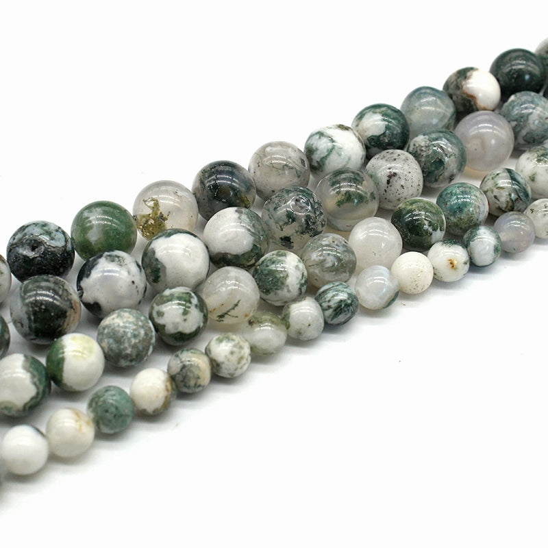 Flower moss agate loose beads DIY hand-woven round beads