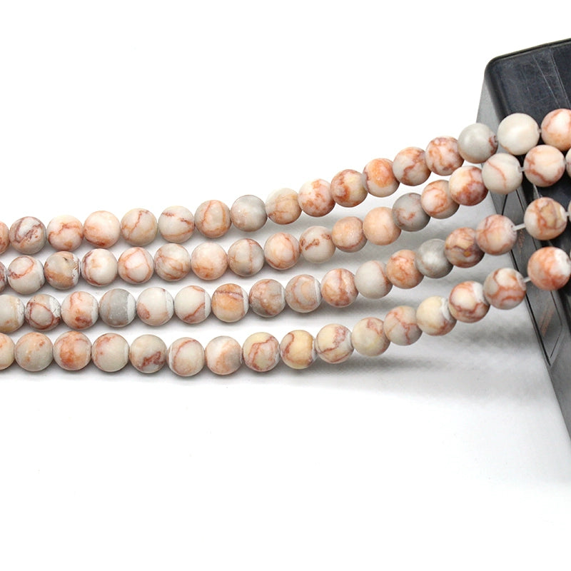 Frosted matte red network stone loose crystal beads for DIY hand-woven materials