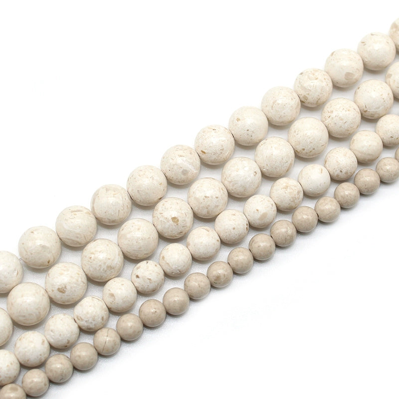 Optimized synthetic white fossil loose beads DIY hand-woven