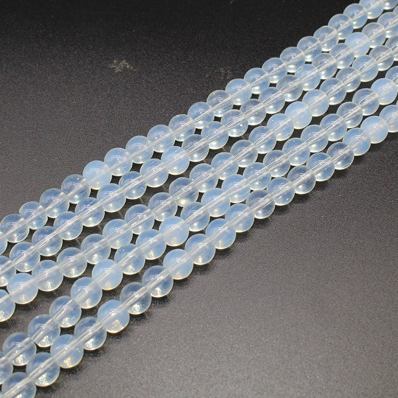 Synthetic opal round bead necklace semi-finished product