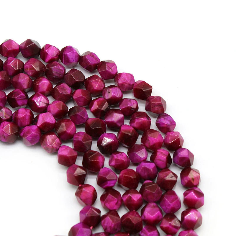 Large cut rose tiger eye loose beads necklace