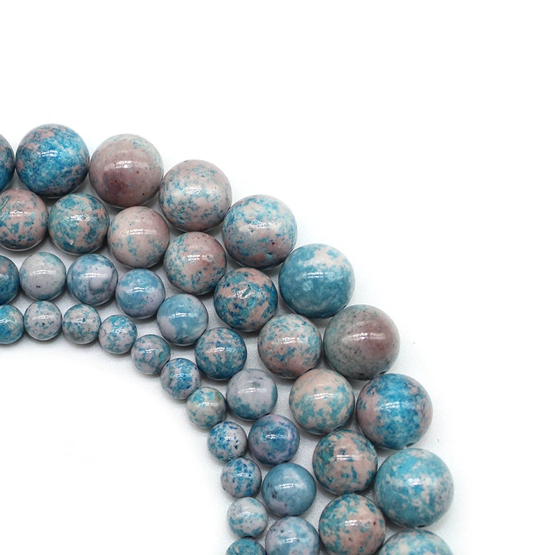 Optimized synthetic flower blue fossil loose beads DIY hand-woven round bead bracelet