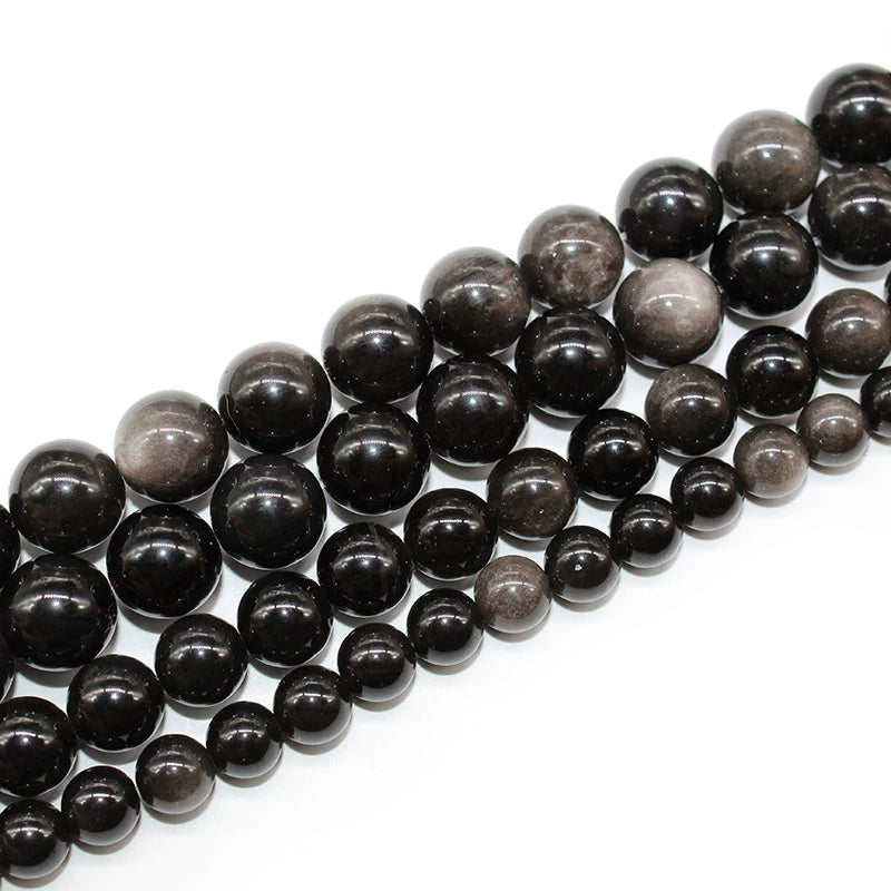 Natural silver obsidian colored obsidian loose beads