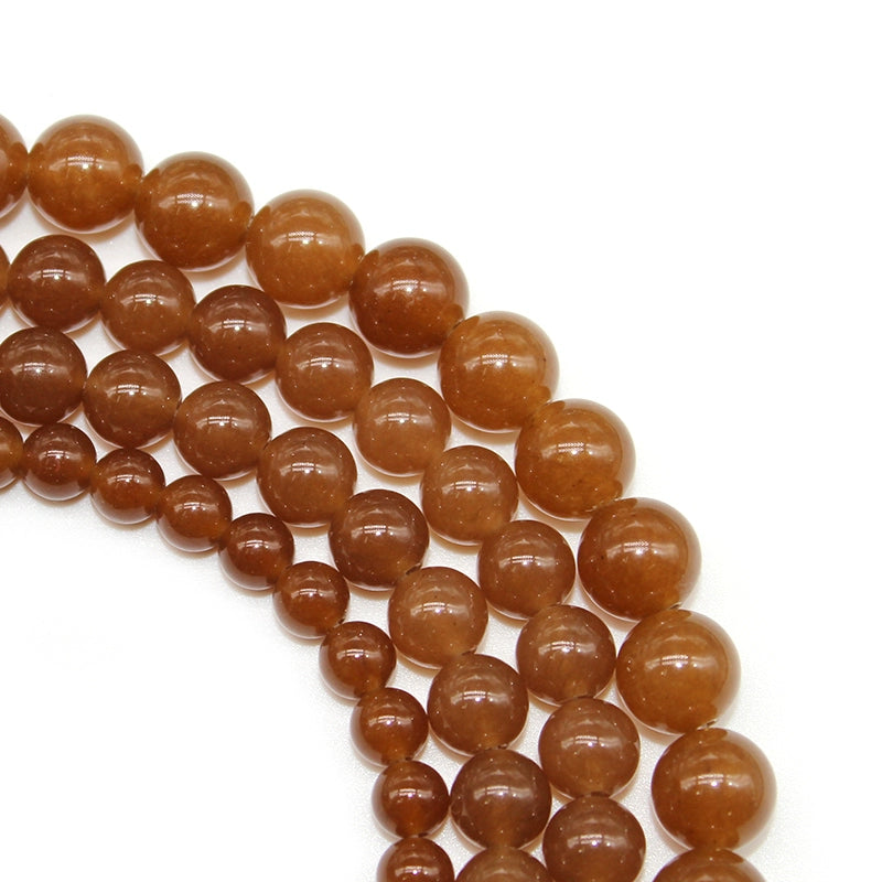 Optimized caramel chalcedony loose beads DIY handmade woven bracelet