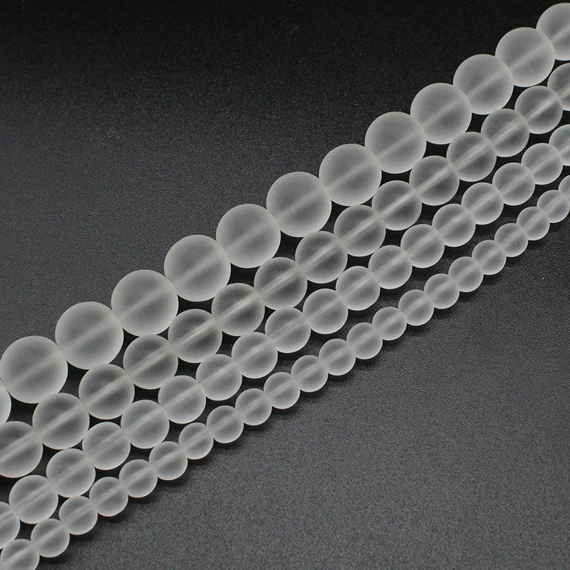Frosted matte white glass loose beads DIY hand-woven materials