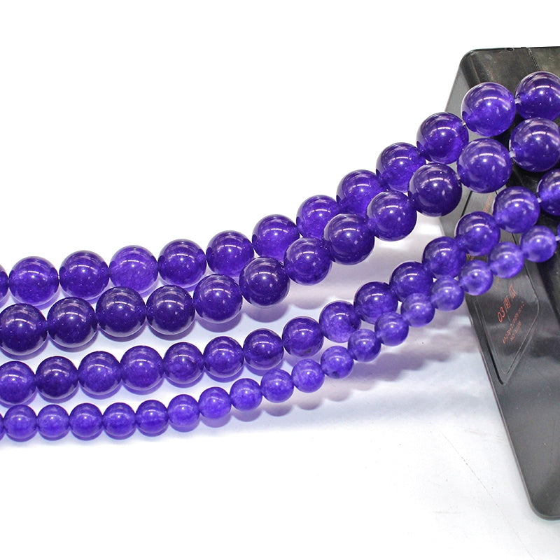 Purple chalcedony loose beads crystal jade semi-finished product DIY hand-woven beads