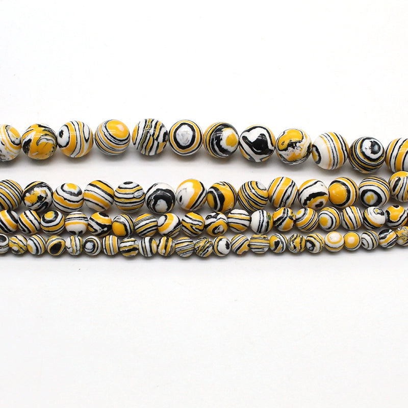 Synthetic yellow malachite round beads DIY hand-woven materials