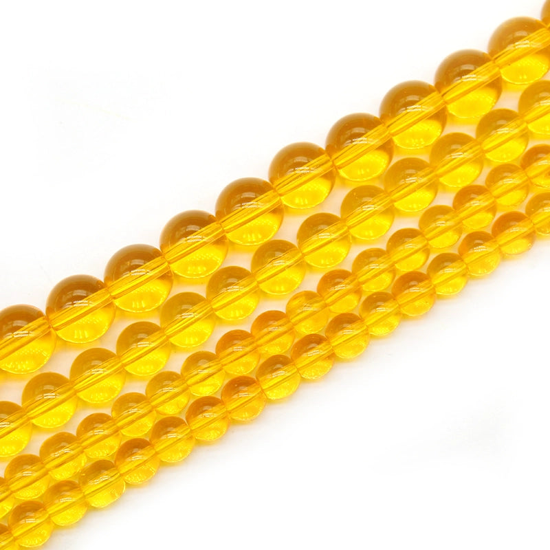 Yellow glass beads loose beads round beads DIY hand-woven bracelet