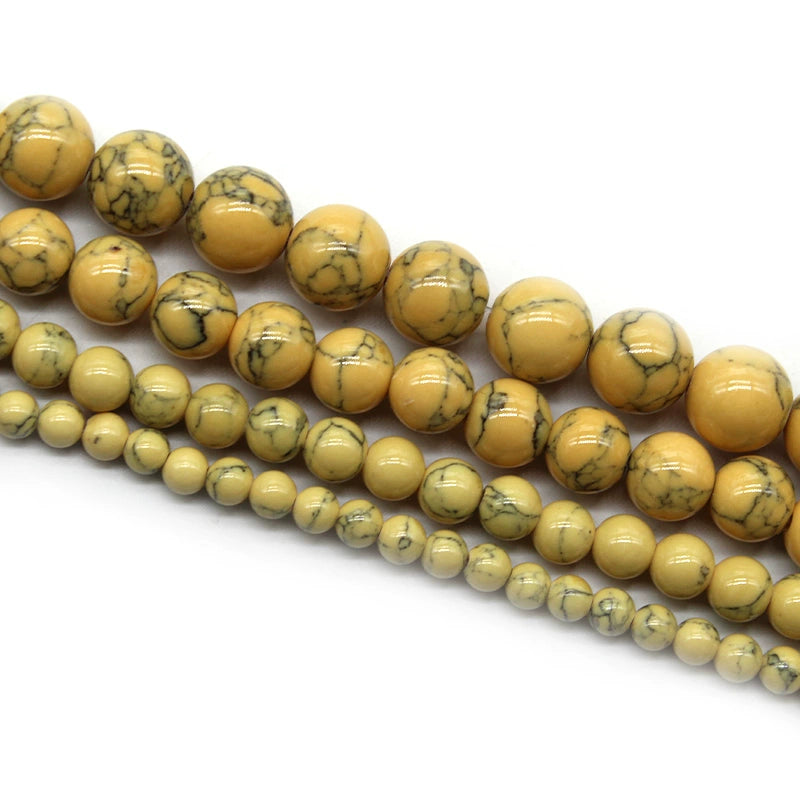 Synthetic yellow turquoise loose beads necklace