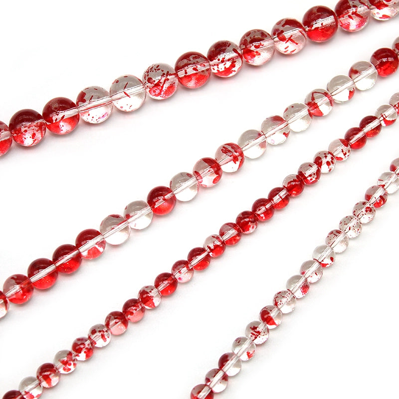 Red flower dot glass loose beads DIY hand-woven necklace