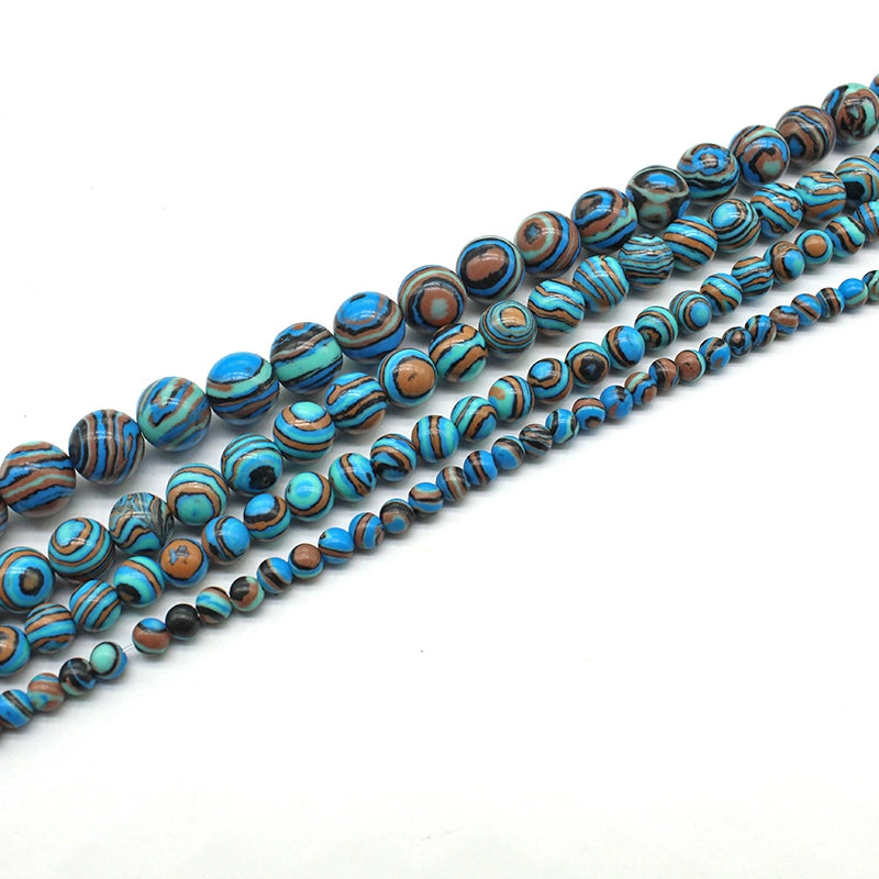Synthetic blue malachite round beads crystal agate DIY hand-woven materials
