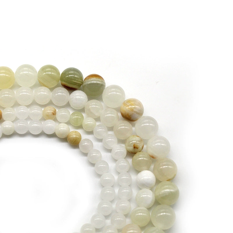 Flower jade loose beads round beads diy hand-woven crystal chalcedony