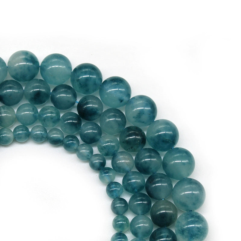 Blue floating flower chalcedony loose beads DIY handmade bracelet