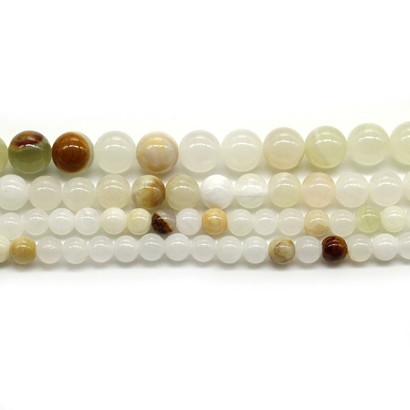 Flower green jade loose round beads DIY hand-woven materials