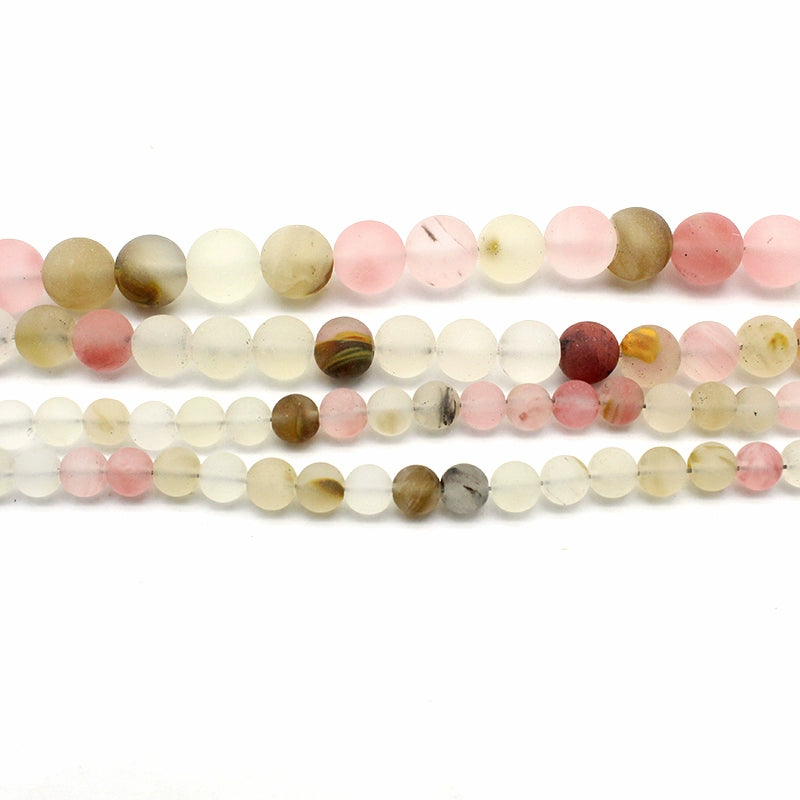 Frosted watermelon rind chalcedony loose crystal beads for DIY hand-woven materials