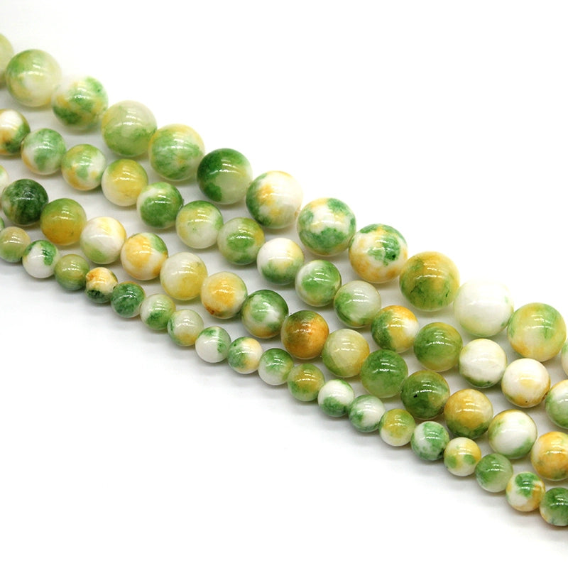 Green, yellow and white Persian jade loose beads DIY hand-woven material