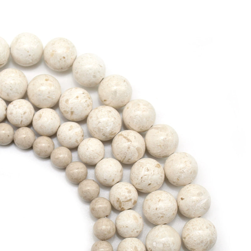Optimized synthetic white fossil loose beads DIY hand-woven