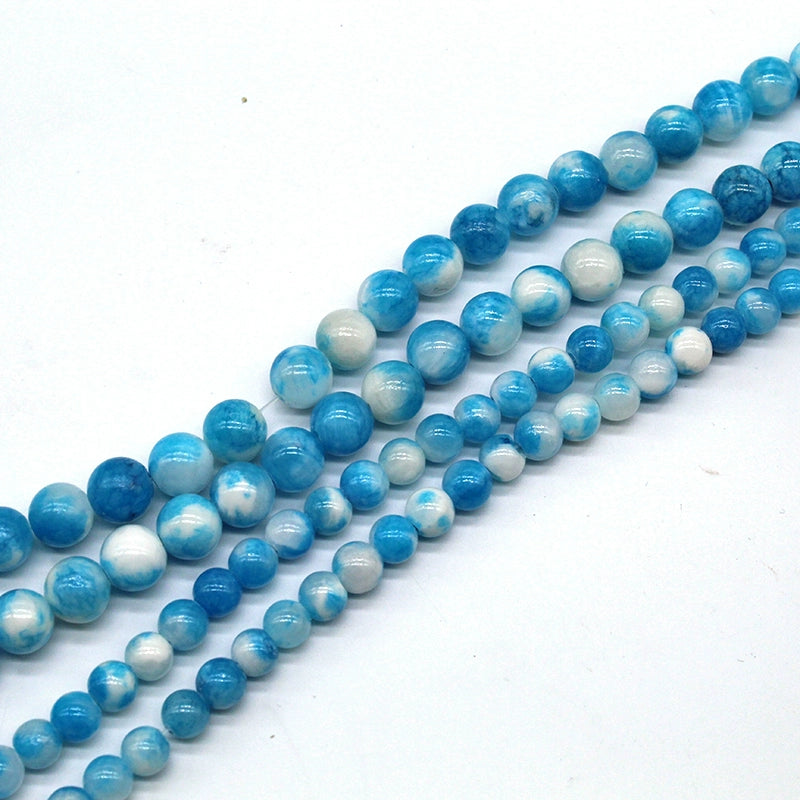 Blue Persian jade loose beads DIY hand-woven materials