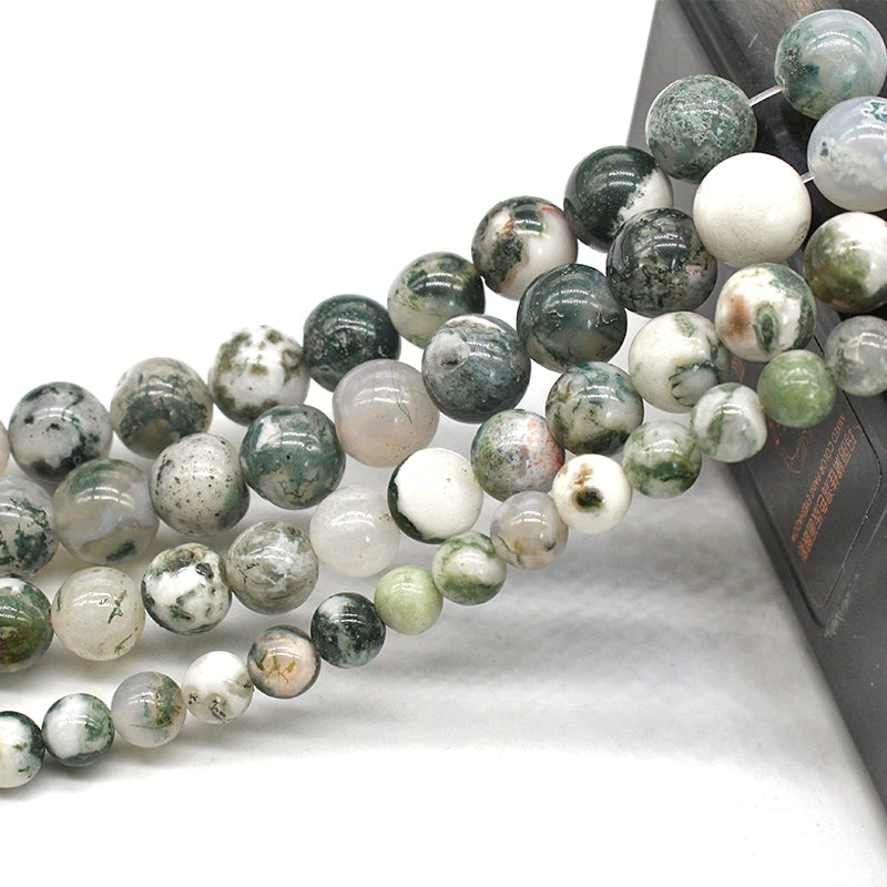Flower moss agate loose beads DIY hand-woven round beads