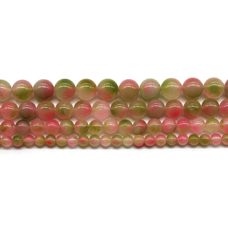 Pink green floating flower chalcedony DIY handmade crystal bracelet