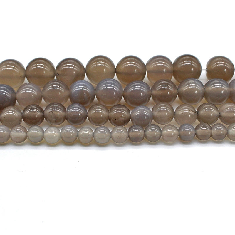 Natural gray agate loose beads round beads DIY hand-woven