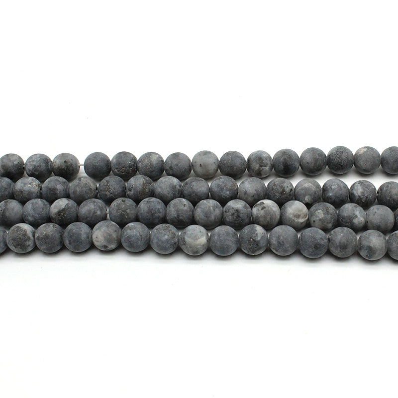 Natural matte matte black glitter stone loose beads