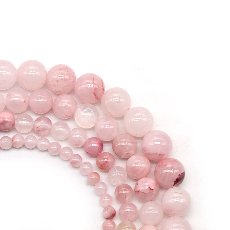 Light pink cracked old Persian jade loose beads necklace semi-finished product