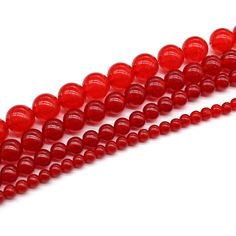 Red chalcedony round beads DIY handmade weaving materials