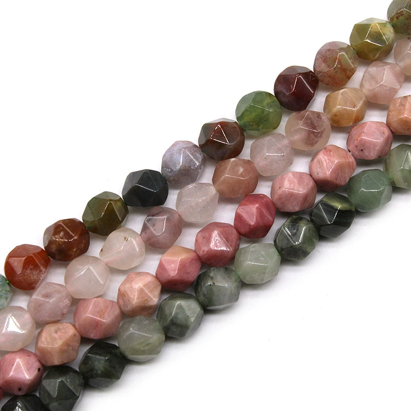 Large cut green straw stone red stone Indian agate violet stone loose beads