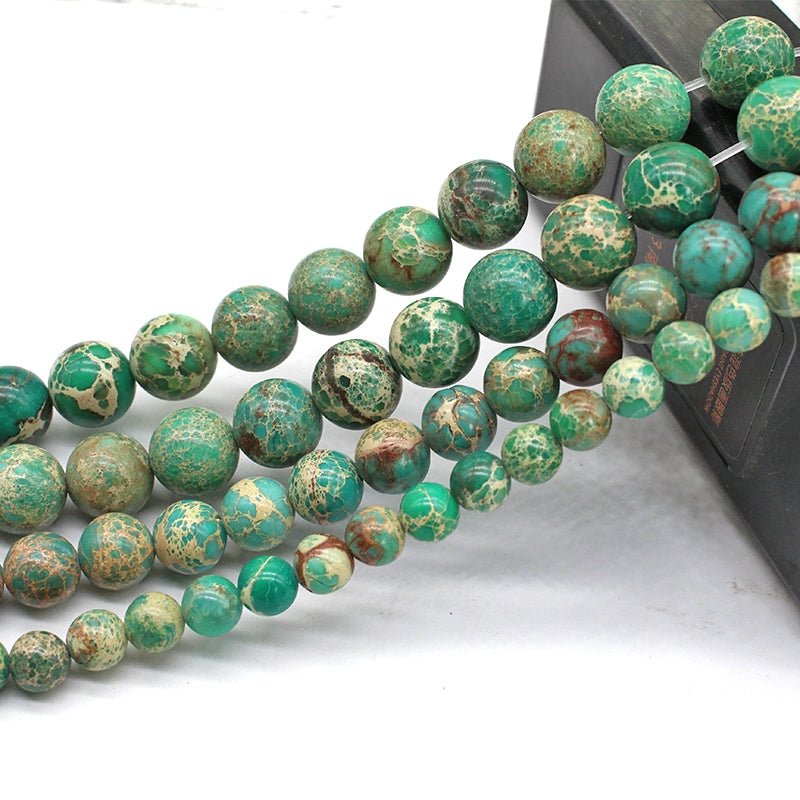 Green emperor stone round beads DIY hand-woven materials