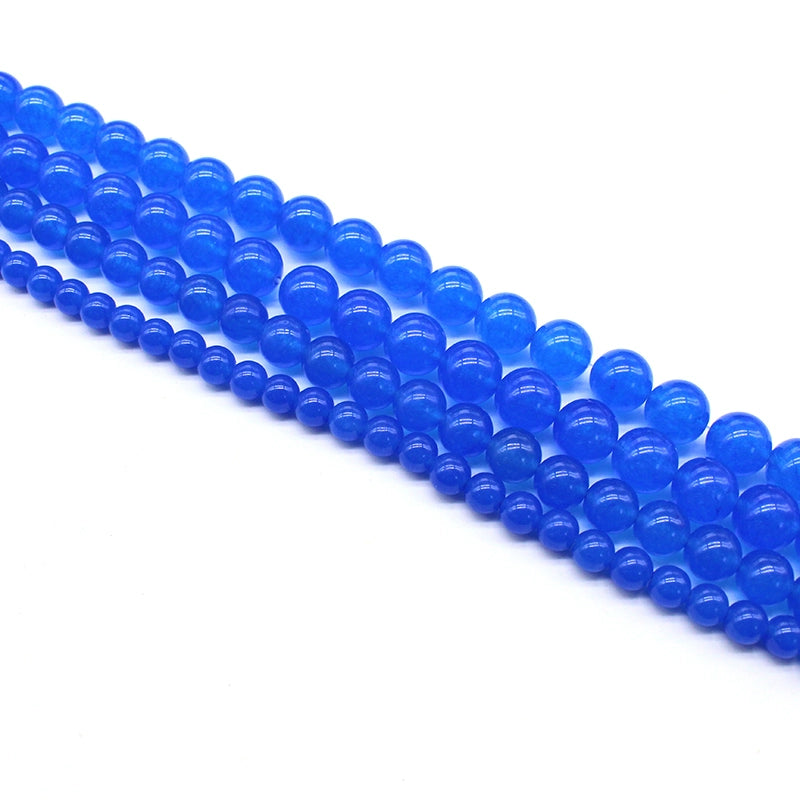 Blue chalcedony crystal fish round beads semi-finished DIY handmade beads