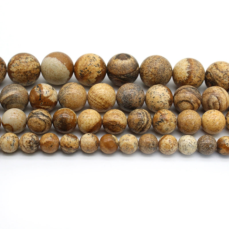 Natural picture stone loose beads DIY hand-woven materials