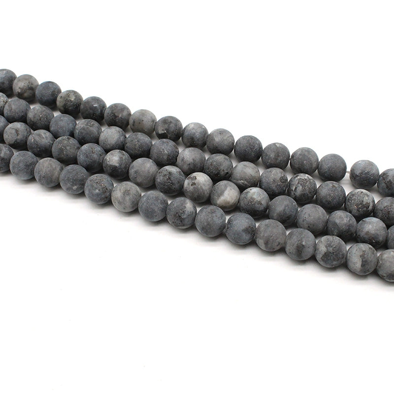Natural matte matte black glitter stone loose beads