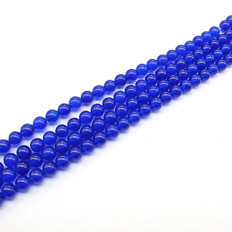 Dark blue chalcedony crystal jade round beads semi-finished DIY handmade beads