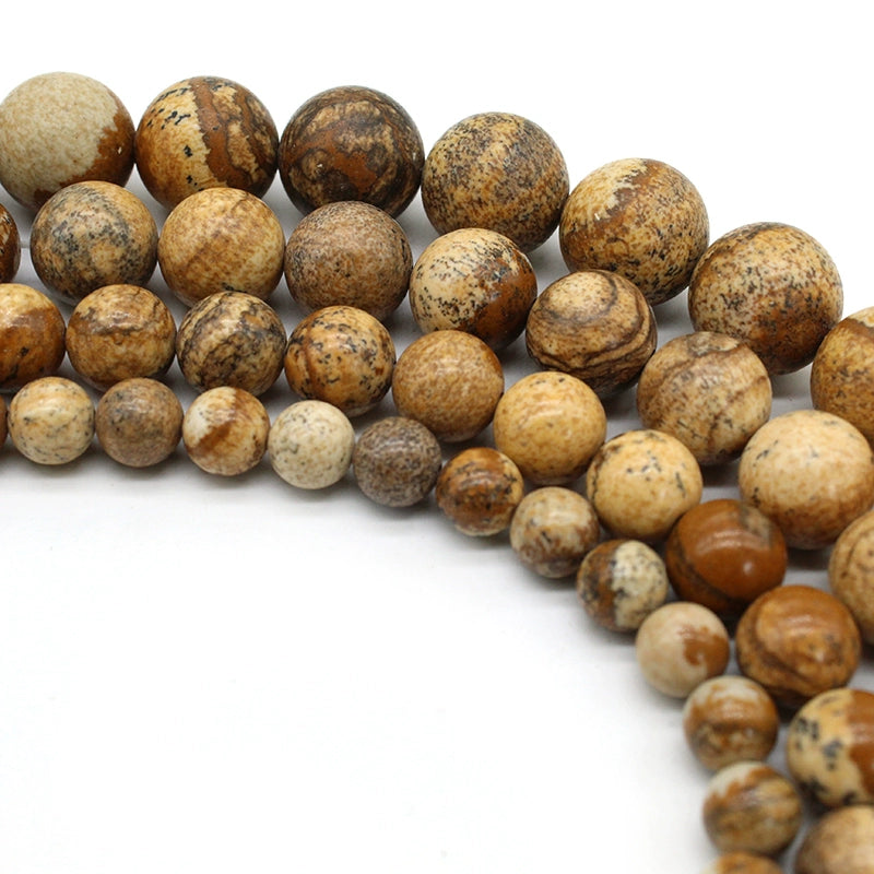 Natural picture stone loose beads DIY hand-woven materials