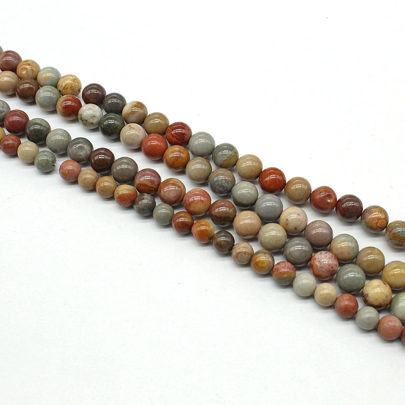 Natural American picture stone round beads DIY hand-woven materials