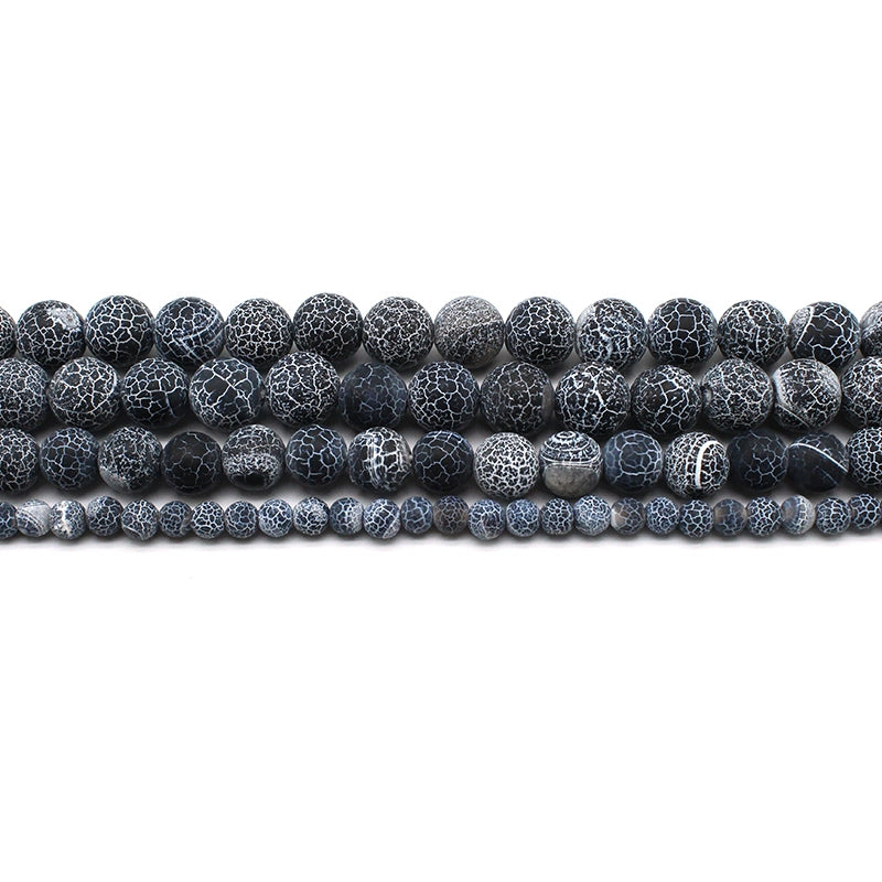 Black weathered agate loose beads DIY hand-woven