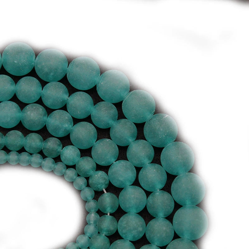 Frosted matte clear amazonite chalcedony loose crystal beads for DIY hand-woven materials