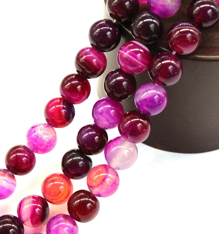Rose red line agate round bead bracelet semi-finished product