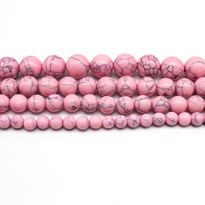Synthetic pink turquoise loose beads and round beads DIY hand-woven materials