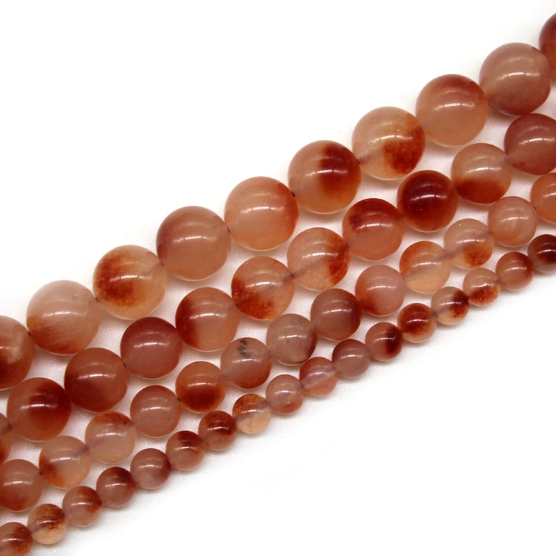 Orange-red floating flower chalcedony crystal jade DIY handmade weaving beads