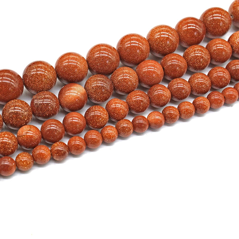 Gold sandstone round beads DIY hand-woven accessories crystal material