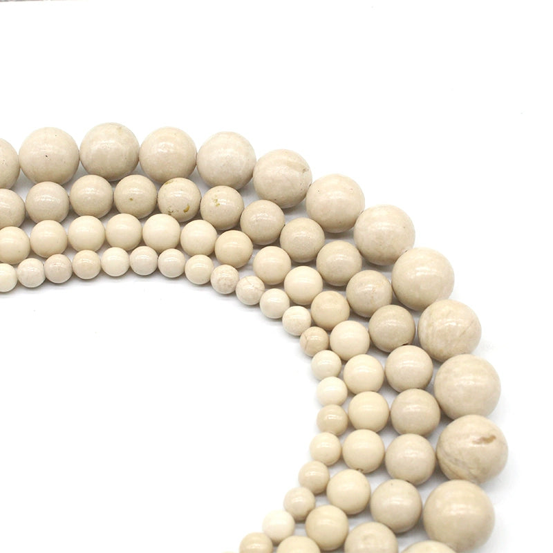 Fossil round beads semi-finished necklace