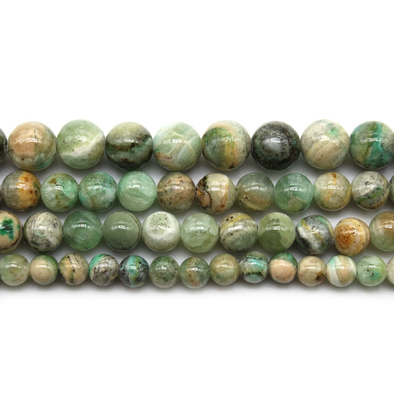 Green grain stone loose beads and round beads DIY handmade bracelet